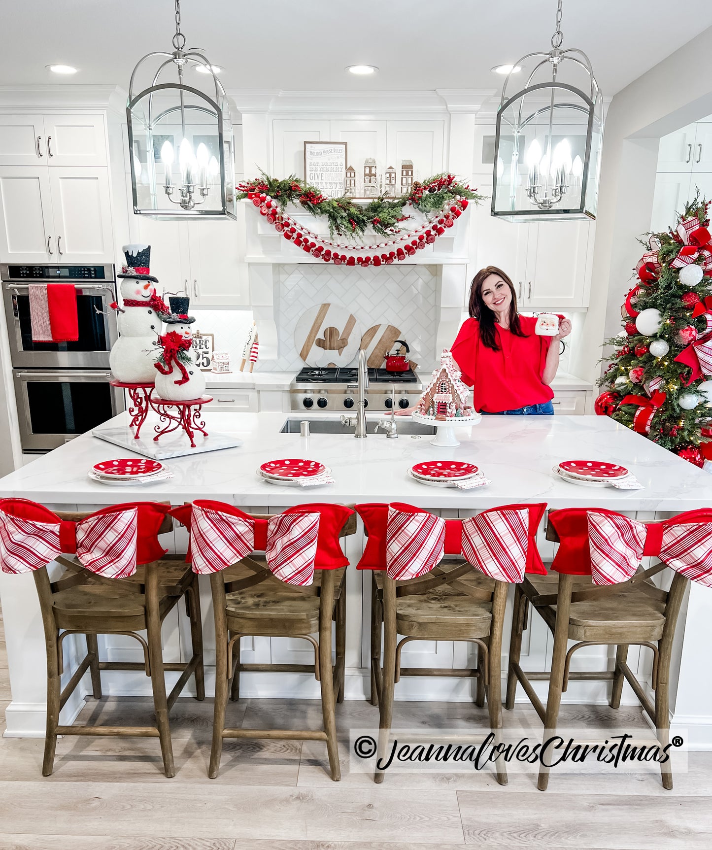 Candy Cane Plaid Bow