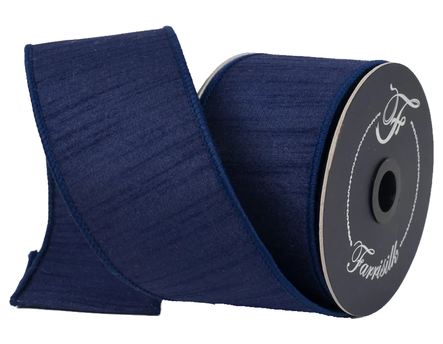 Raw Silk Dupion 2.5" Navy