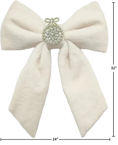 Minky Brooch Bow - Ivory