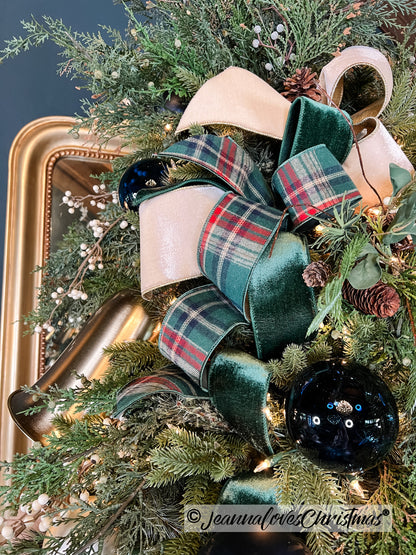 Velvet Ribbon 4" Dark Pine