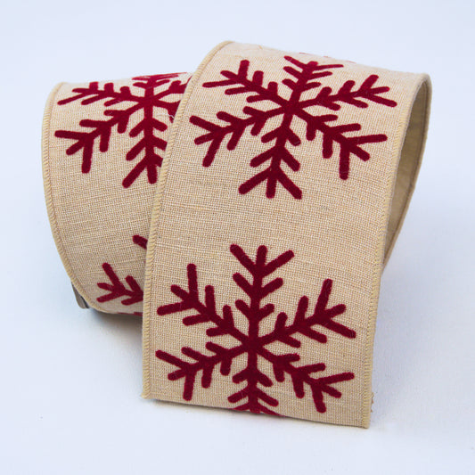 Linen Snowflake 4" Red