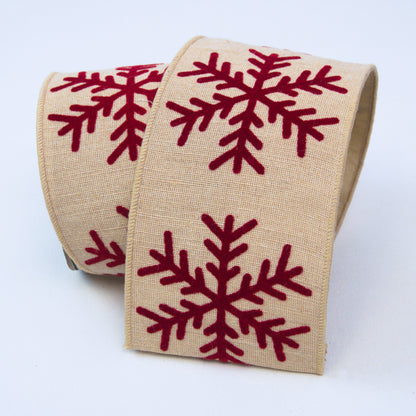 Linen Snowflake 4" Red