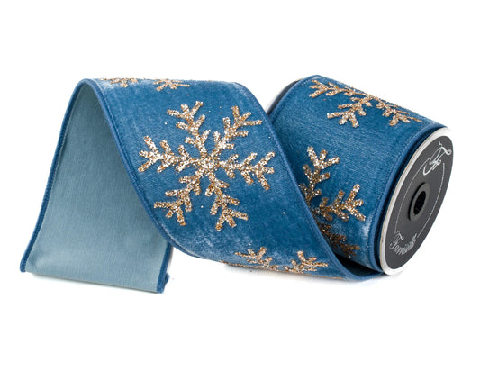 Glitter Snowflakes 4" Steel Blue