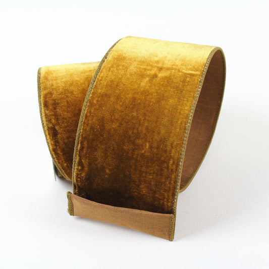 Velvet Ribbon 4" Antique Gold