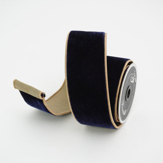 2 Tone Velvet 2.5" Navy & Gold