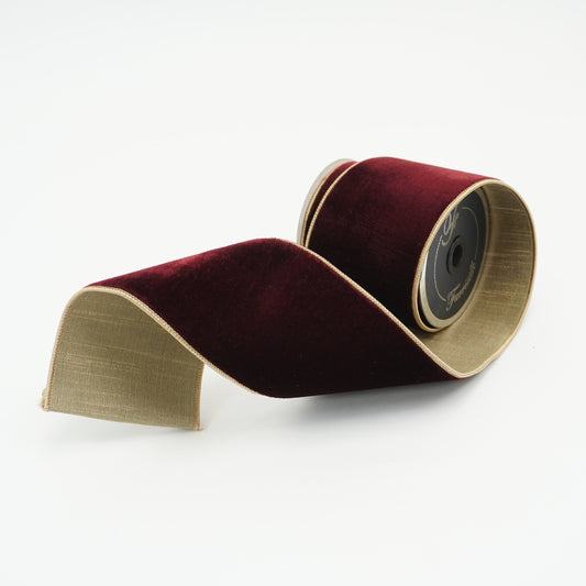 2 Tone Velvet 4" Burgundy & Gold