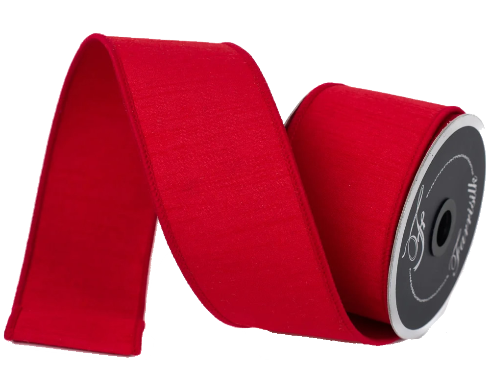 Raw Silk Dupion 2.5" Red