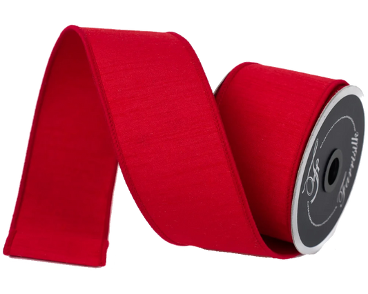 Raw Silk Dupion 2.5" Red