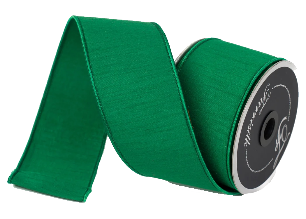Raw Silk Dupion 2.5" Emerald