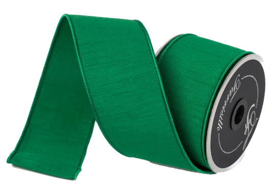 Raw Silk Dupion 2.5" Emerald