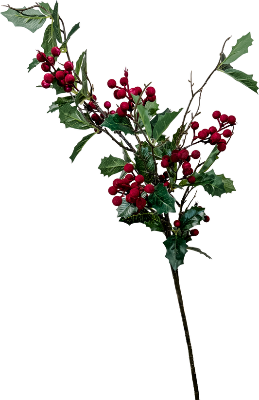 Refined Holly Spray - Burgundy