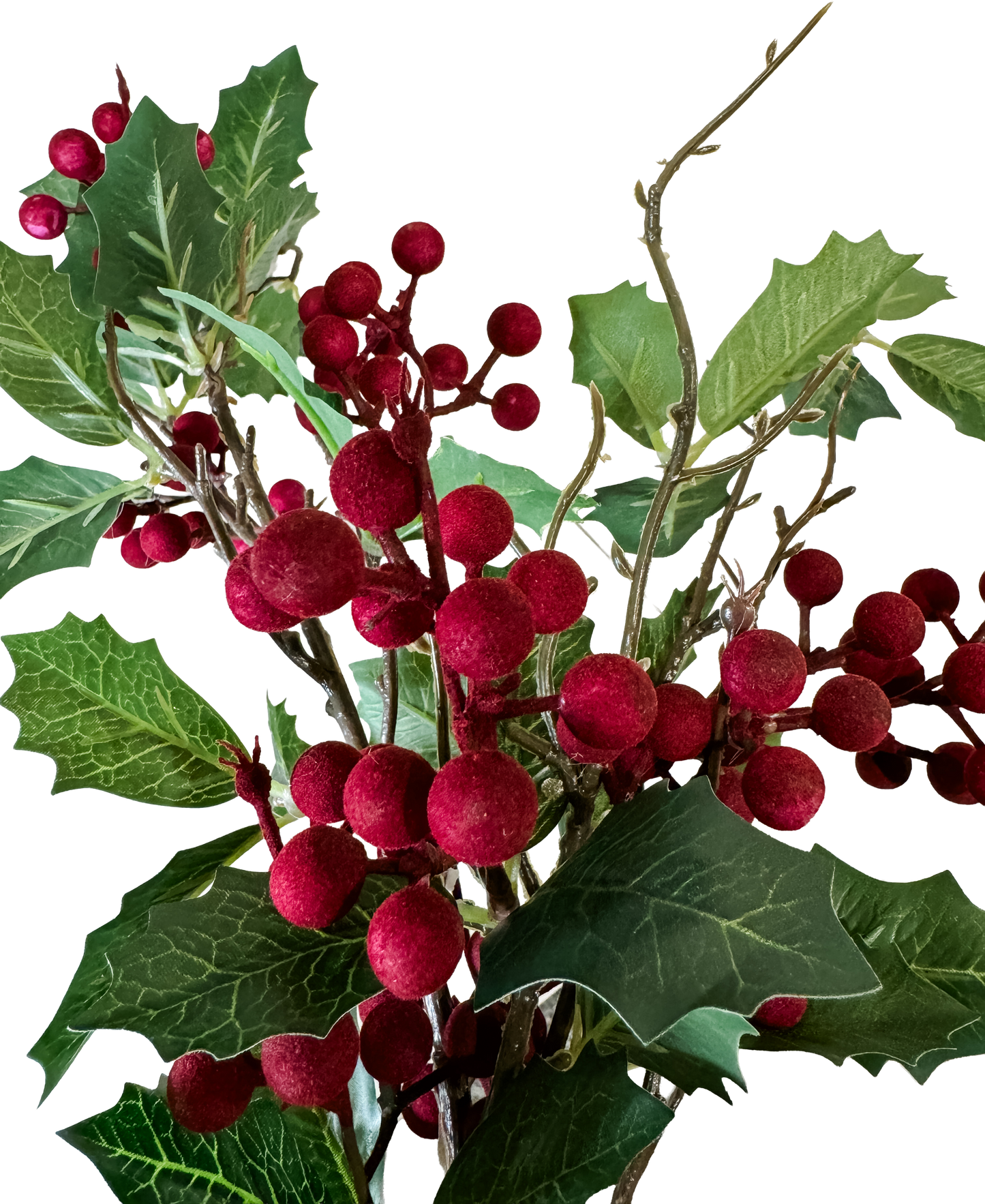 Refined Holly Spray - Burgundy