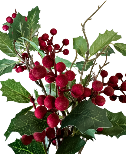 Refined Holly Spray - Burgundy