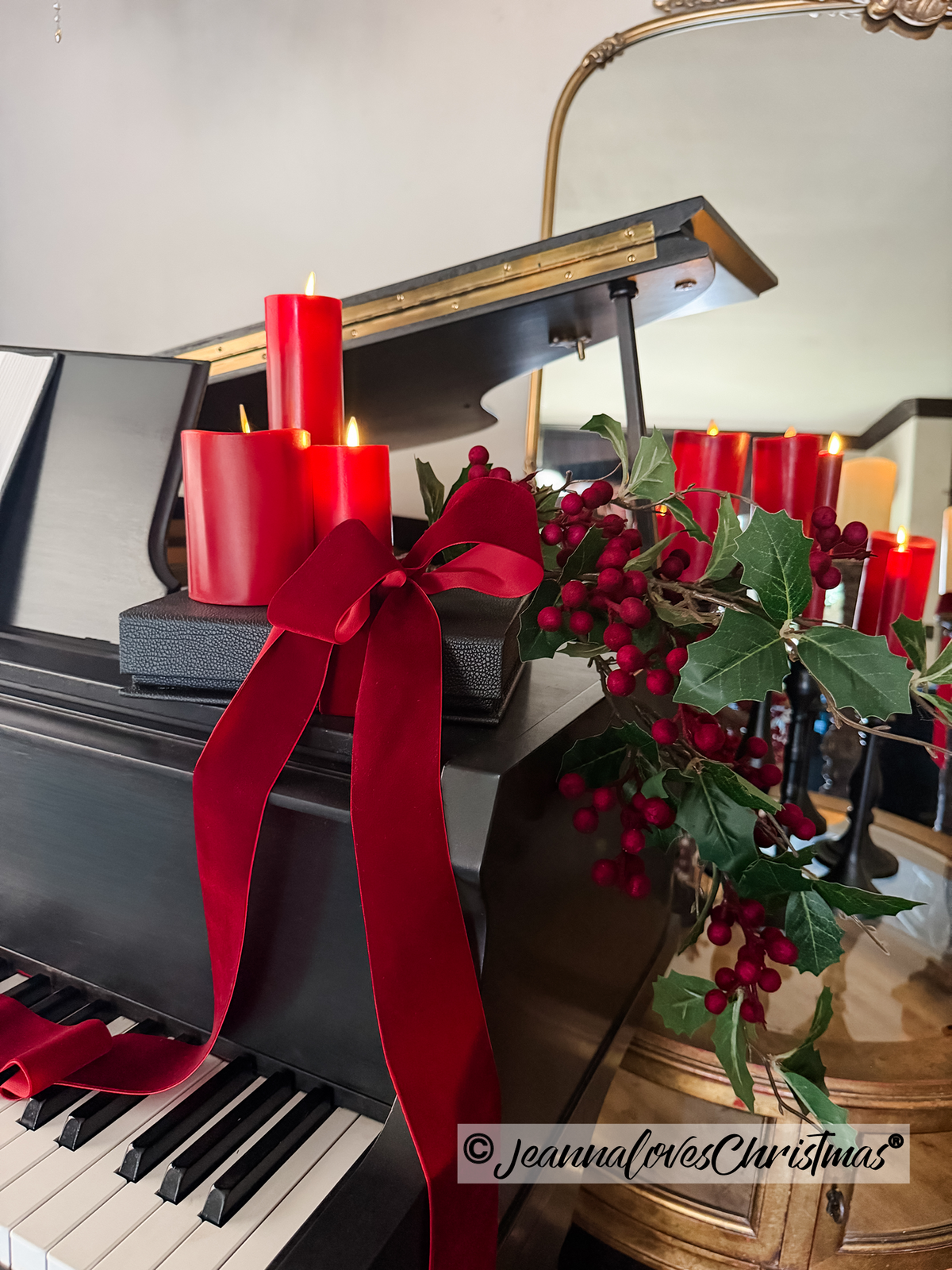 Refined Holly Spray - Burgundy