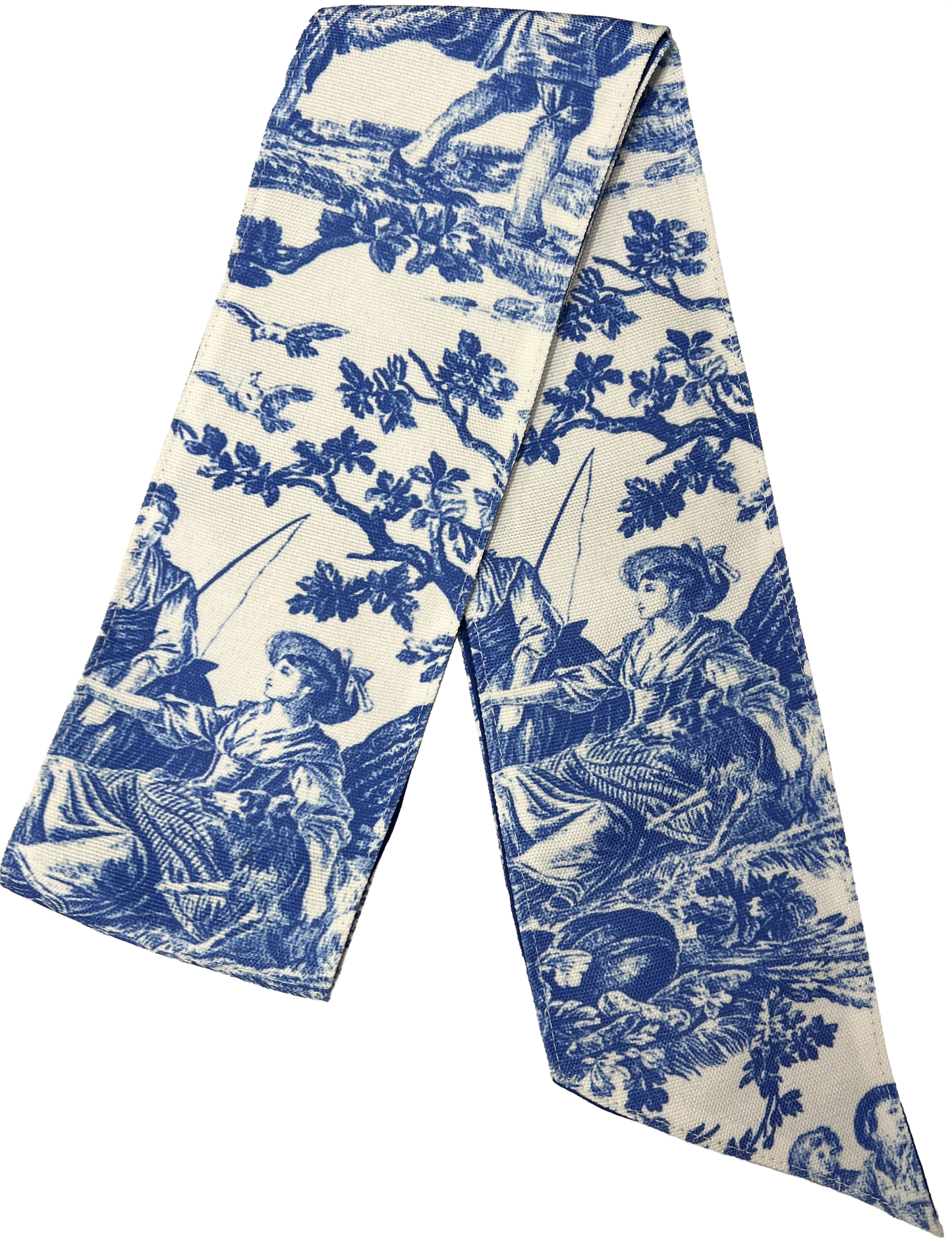 Toile de Jouy Wreath Sash - Deep Blue
