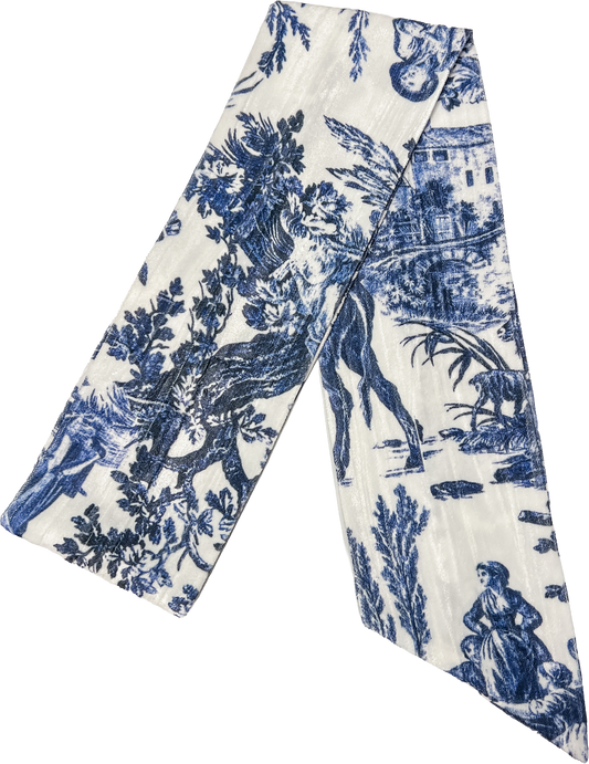 Toile de Jouy Wreath Sash - Navy Blue