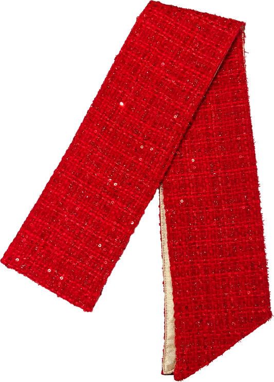 Winter Tweed Wreath Sash - Red