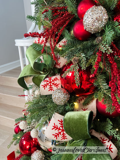 Linen Snowflake 4" Red